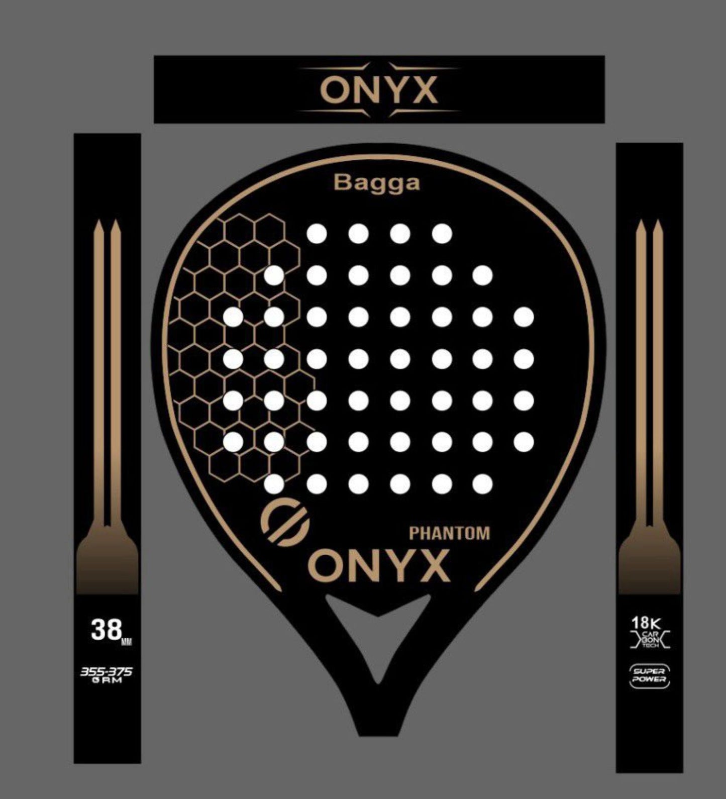 Onyx Padel | Phantom Racket (Premium 18K Carbon Diamond Series)